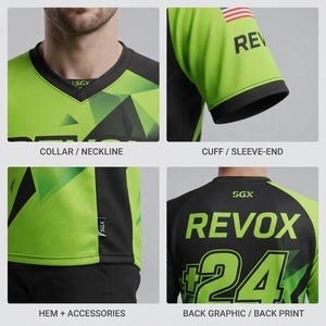 Camiseta de Motocross Personalizada para Hombre, Verde Neón y Negro, Diseño Geométrico, Manga Larga, para Motocross, BMX, Carreras, 100% Poliéster, Secado Rápido, OEM - Product Image 4