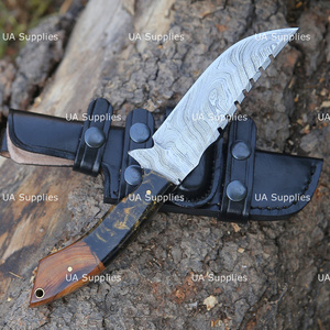 Couteau de chasse à pointe fixe en acier Damas fait main de 9 pouces, manche en bois de rose, épaisseur de 0,5 mm, qualité industrielle OEM 1 - Product Image 4