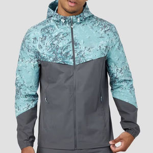 Conjunto deportivo cortavientos reflectante para hombre, con cremallera, de poliéster y nailon, chaqueta y pantalones cortos. - Product Image 1