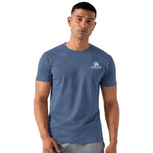 T-shirt classique bleu ardoise pour homme à manches courtes, col rond, décontracté, doux, pour le quotidien, haut basique, vêtement personnalisé, vente en gros - Product Image 1