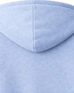 Sweat à capuche personnalisé bleu clair avec logo oiseau en strass, coupe oversize, en molleton épais, avec poche kangourou, style streetwear personnalisé - Product Image 5