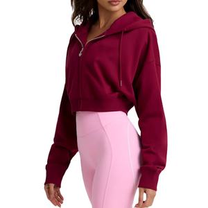 Sudadera Corta con Capucha para Mujer, Diseño 2026, Manga Larga, Ligera, Holgada, para Gimnasio y Entrenamiento, Servicio OEM - Product Image 5