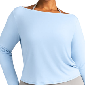 T-shirt décontracté pour femme à col bateau et manches longues, coupe ample, doux et tendance, pour le quotidien, vente en gros, fabricant - Product Image 3
