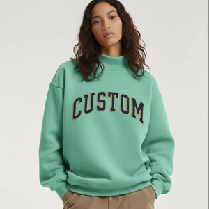 2026 OEM/ODM Service Women Mock Neck Polyester/Cotton Casual Wear Solid Long Pullover Sweatshirt Autumn <b>Winter</b> Front Logo Quick - Product Image 1