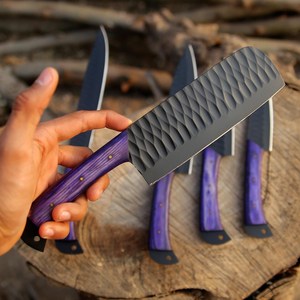 Juego de Cuchillos de Cocina Multiusos de 5 Piezas de Acero Inoxidable Forjado a Mano con Recubrimiento de Óxido, Mango de Madera Ambidiestro, Acabado Mate, Marca UA Supplies - Product Image 6