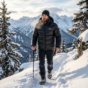 Veste matelassée à capuche noire pour homme, manteau d'hiver chaud pour l'extérieur avec poche, vente en gros ONE APEX Apparel - Product Image 5