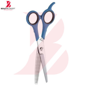Ciseaux à effiler professionnels en acier inoxydable avec manche en plastique bleu foncé pour la coiffure et la texture des cheveux - Product Image 4