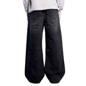 Fabricante personalizado de ropa urbana, jeans retro de alta calidad con lavado desgastado, corte holgado para hombre, jeans de pierna ancha, tallas grandes, corte recto. - Product Image 6