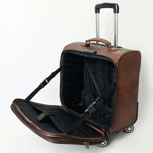 Western Genuine Leather Suitcase With Spinner <b>Wheels</b> TSA Lock Classic Style Durable Travel Luggage Unisex - Product Image 4