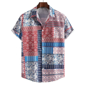 Chemises décontractées pour homme, style hawaïen, grande taille, manches courtes, boutonnées, à rayures imprimées, motif floral, pour l'été - Product Image 5