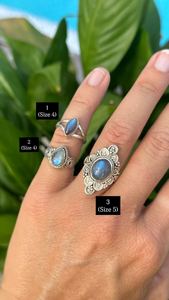 Blue <b>Labradorite</b> 92.5 Sterling Silver <b>Ring</b> – Mixed Shape Gemstone Statement Jewelry - Product Image 2