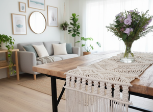 White 14 X 78 inches Handmade Macrame Table <b>Runner</b> Boho Wedding Table Decoration Bohemian Woven With Tassels for Home Decor - Product Image 4
