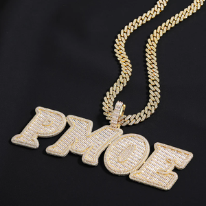 Colgantes de Letra P con Moissanita Trampoline Pop, Plata 925, Chapado en Oro de 18K, Estilo Hiphop, Dijes Unisex - Product Image 2