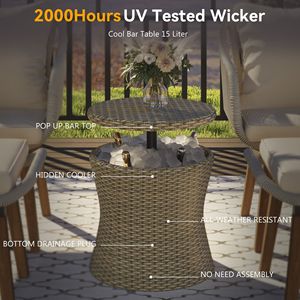 K K 5-Piece Outdoor Patio Furniture Set <b>Cool</b> <b>Bar</b> Table and Ottomans with Wicker Conversation Chair Bistro Style Furniture - Product Image 5