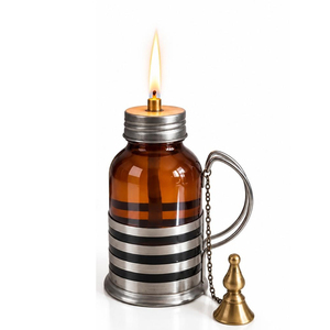 Lampe à huile en métal et verre avec éteignoir à bougie - Product Image 1