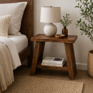 Banco Multiusos de Madera Maciza con Estante Inferior, Soporte Lateral de Madera Natural para Decoración del Hogar Contemporáneo - Product Image 6