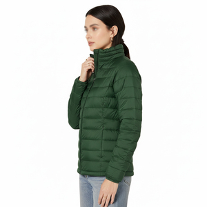 Women's Winter Knitted Puffer Jacket Waterproof Breathable Polyester Filled Embroidery Outdoor Coat Regular Length Stand Collar - Product Image 3