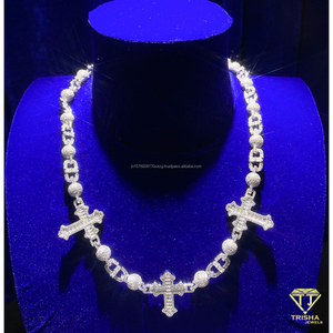 Collier de luxe en diamant cultivé en laboratoire en argent sterling 925 avec pendentif croix pour les importateurs de bijoux - Product Image 3