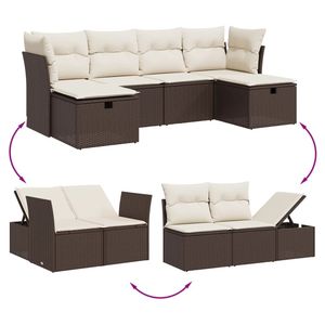 Conjunto de Sofá Grande para Jardín de Ratán Sintético Marrón con Acero con Recubrimiento en Polvo, Muebles de Exterior Premium - Product Image 3