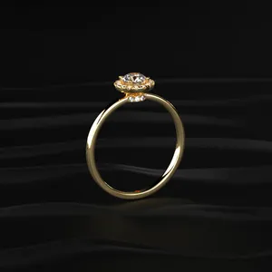 Round Cut Halo Solitaire Diamond Engagement <b>Ring</b> With IGI Certified VVS-VS Clarity Buy Direct From <b>Indian</b> Trusted Supplier - Product Image 3