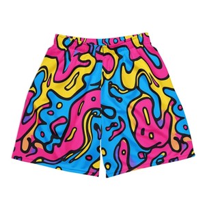 Men's Solid Colorful Front Logo Breathable Quick Dry Mid Elastic Waist Casual Shorts - Product Image 2