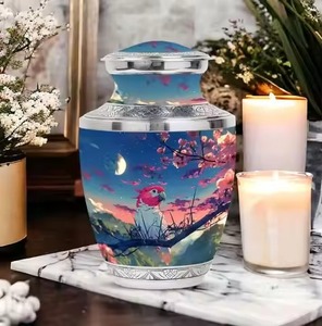Urna Funeraria de Metal Pintada en Blanco con Colibríes y Rosas Rosadas para Uso en el Hogar o Altar, para Cremación de Adultos, Venta al por Mayor - Product Image 5