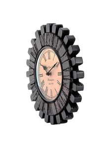 Brown Analog Gear <b>Wooden</b> Wall Clock <b>Rustic</b> Industrial Decorative Wall Clock - Product Image 3