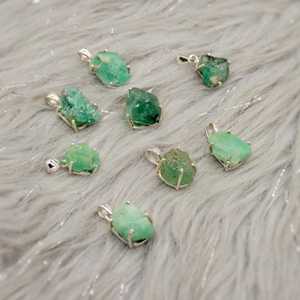 Beautiful Raw Emerald Pendant Necklace 925 Sterling Silver Chain May Birthstone, <b>Green</b> Gem A Quality <b>Jewellery</b> For Women - Product Image 3