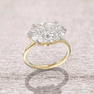 แหวนเพชรทรงรี 3.01 กะรัต เพชรเพาะเลี้ยงในห้องปฏิบัติการ ดีไซน์หรูหราสำหรับผู้หญิง ทองคำแท้ 14k แหวนเพชรเม็ดเดี่ยว สำหรับเป็นของขวัญแทนคำมั่นสัญญา - Product Image 2