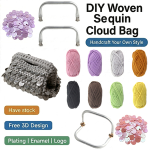 Kit de tricot et crochet DIY pour sac à main à paillettes, sacoche en cuir PU, ensemble de couture pour femmes, style soirée, artisanat - Product Image 1