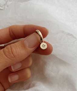 Dangle Drop Huggie <b>Earring</b> 14k 18k <b>Solid</b> Gold Round Lab Grown Diamond Hinged <b>Hoop</b> Star Flush Set Modern Luxury Jewelry Wholesale - Product Image 4