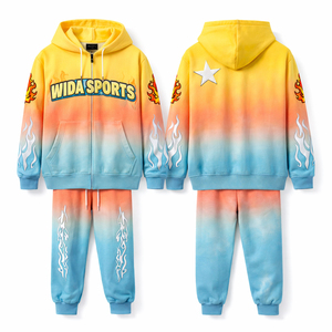 Ensemble de survêtement personnalisé style délavé pour hommes et femmes, sweat à capuche et pantalon de jogging vintage délavé, fabricant OEM ODM de survêtements streetwear - Product Image 1