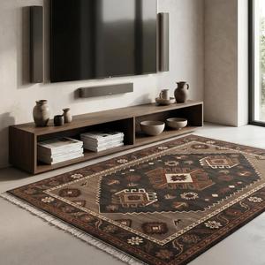 Traditional Tribal Geometric Area Rug with <b>Round</b> Pattern Decorative <b>Carpet</b> for Living Room Bedroom Home Decor - Product Image 5