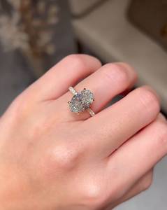3 Carat Oval Cut Hidden Halo Moissanite Engagement <b>Ring</b> for Women | <b>Solitaire</b> Wedding <b>Ring</b> | Luxury Bridal Jewelry - Product Image 4