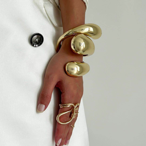 Exaggerated <b>Metal</b> Glossy Hugging Bangle <b>Ring</b> Personality Water Drop Shaped Spring Cuff Chunky Bracelet <b>for</b> Women <b>Metal</b> <b>Crafts</b> - Product Image 1