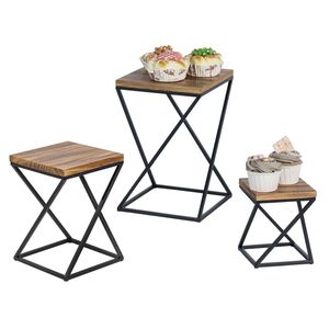 Support à gâteau décoratif en bois et en fer avec un design vintage, adapté à la maison, à la cuisine et aux occasions spéciales - Product Image 1