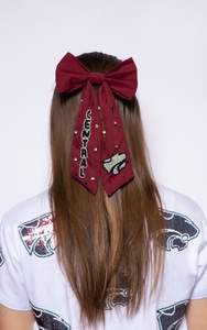 Nouvelle Pince à Cheveux Sportive Élégante avec Broderie Patins à Roulettes, Nœud en Satin Bordeaux pour Équipes et Écoles - Product Image 1