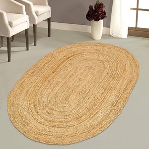 Alfombra Moderna de Yute con Diseño Floral, Rectangular, Trenzada, Ecológica, Antibacteriana, Antideslizante, Resistente a las Manchas, Fabricada a Máquina, de Pelo Plano - Product Image 3