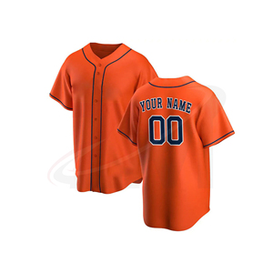 Camiseta de Béisbol Personalizada para Hombre, Color Naranja, Cuello en V, Botones, Transpirable, Poliéster, Manga Corta, Uniforme de Equipo con Nombre Impreso en la Espalda - Product Image 1