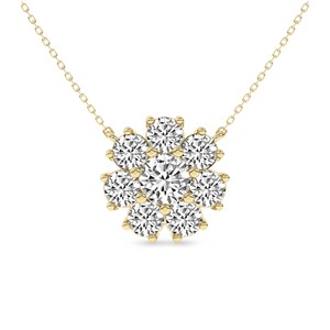 10k <b>Solid</b> <b>Gold</b> Roselle Round Lab Grown Diamond Flower <b>Pendant</b> For Necklace Prong Set Multi Diamond Reasonable Price Jewelry - Product Image 5
