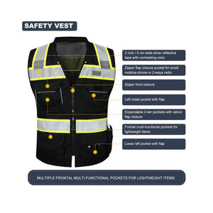 Chaleco de Seguridad Reflectante Transpirable para Hombre, Diseño Deportivo de Malla Negra, Ropa de Verano para Exteriores, Alta Visibilidad, Estilo Pullover - Product Image 6