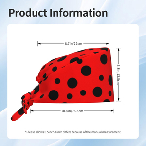 Red and Black Polka Dot Scrub Cap with Adjustable <b>Tie</b> <b>Back</b> - Cotton Breathable Surgical Hat for Nurses & Dentists - Product Image 4