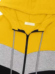 Sudadera con Capucha Oversize de Algodón 100% para Hombre, con Bolsillo y Bloques de Color, Estilo Urbano, para Invierno, Venta al por Mayor - Product Image 3