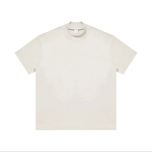 320G Manufacturers' Custom Cotton High Neck <b>Tshirt</b> for Men 3XL Solid Drop Shoulder Heavy Weight Oversized Fit Blank T Shirt - Product Image 3