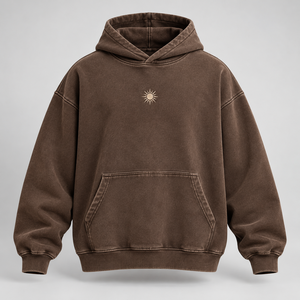 Sweat-shirt à capuche oversize en molleton de coton rouge brique, délavé, à épaules tombantes, personnalisable avec logo, vente en gros, style streetwear vintage - Product Image 3