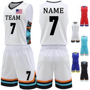 Ensemble de maillots de basket-ball sublimés personnalisés, unisexe, adulte, blanc, avec nom de l'équipe, numéro 7, col en V, sans manches, polyester anti-humidité - Product Image 1