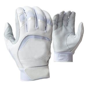 White Full Finger Baseball Batting Gloves Leather Non-Slip <b>Hook</b>& Loop Closure For Adults Right Handed Throw Softball Gloves - Product Image 5