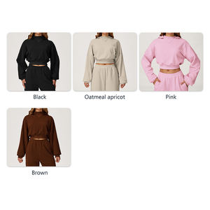 Customize Logo Winter Women Plus Size Streetwear <b>Hooded</b> Short Crop Top <b>Zip</b>-Up Pullover Hoodies - Product Image 5