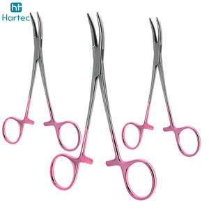 Best Product Pink Handle Stainless Steel Surgical Hemostatic Clamps Curved Straight Mosquito Forceps For Dental Veterinary Use - Product Image 4