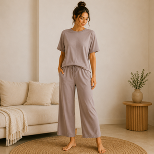 Ensemble de vêtements de détente d'été pour femmes, à carreaux, doux, en spandex, respirant, avec short longueur genou, décontracté, pour la maison et le sommeil - Product Image 1